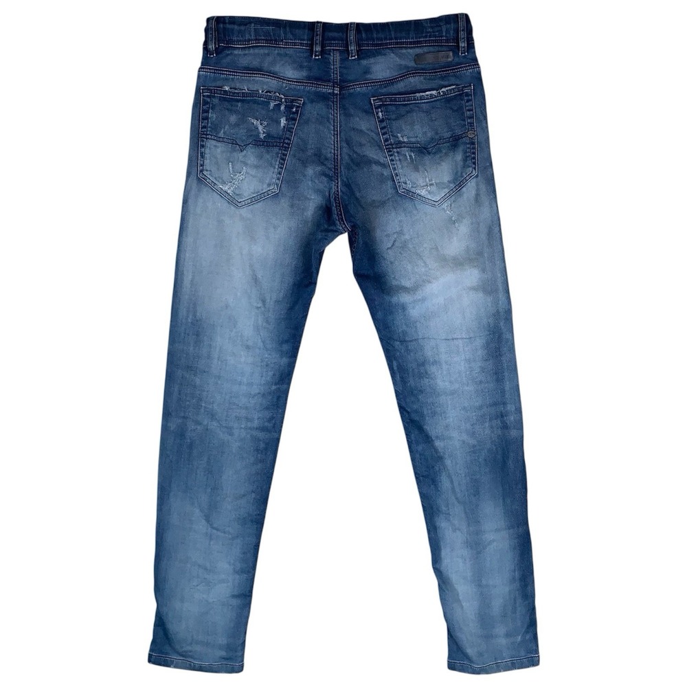 Diesel Denim Joggers Mens Size 28 Elastic Waist Tapered Faded Distressed